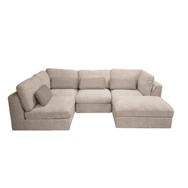 Luxury 5-Piece Madison U-Shaped Modular Sofa in Light Grey or Blue for Stylish Living Rooms - UK Luxury Furniture